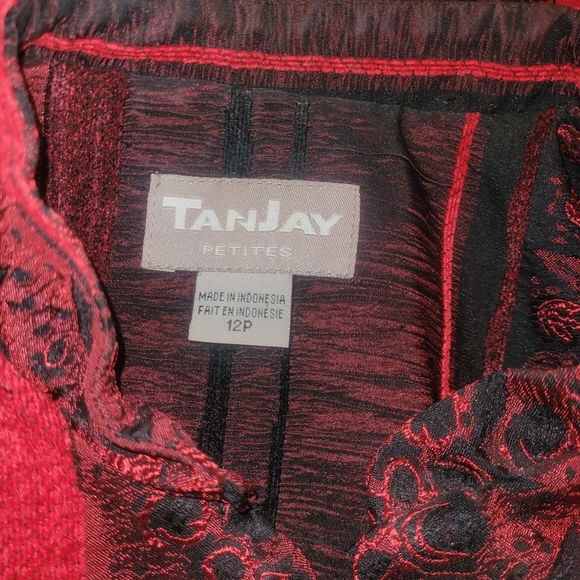 Tan Jay Red and Black Brocade Blazer 12P - Picture 6 of 6